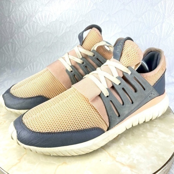 Adidas Tubular Radial Light Orange/Gray Suede Knit Athletic Shoes (size 11) - Picture 4 of 10